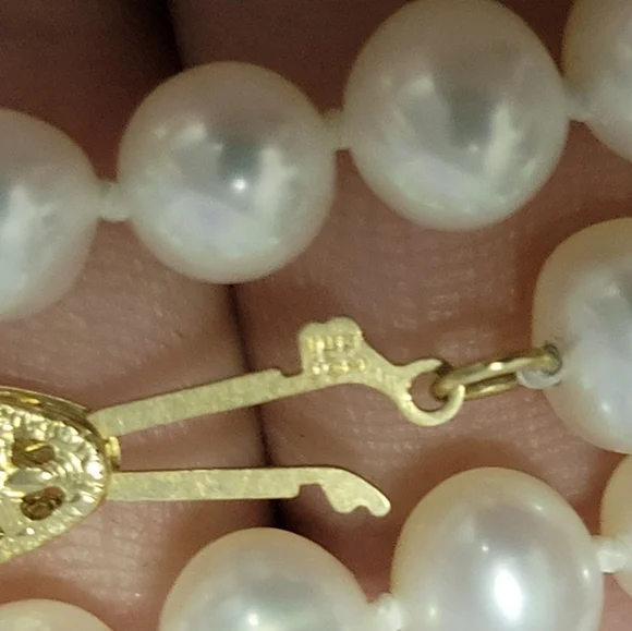 14k Solid Gold Clasp 54 Freshwater Pearl VINTAGE ESTATENecklace STAMPED 14K JOM